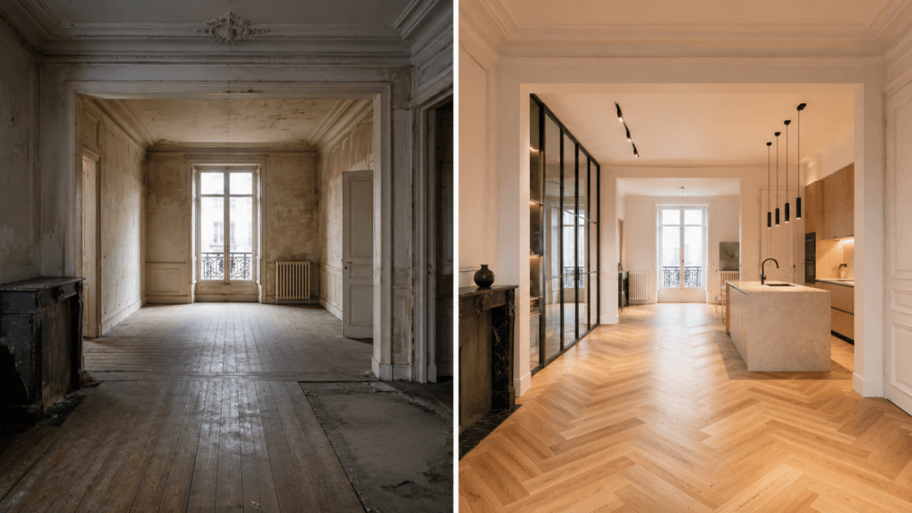 Rénovation complète d'un appartement haut de gamme dans les Hauts-de-Seine réalisée par N-TERRE