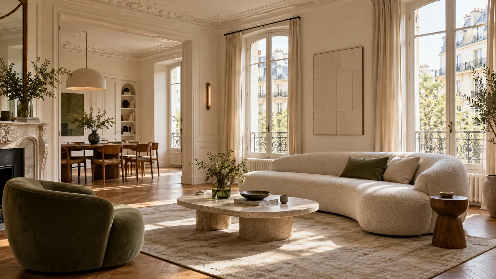 Intérieur rénové élégant, visuel d’ambiance illustratif